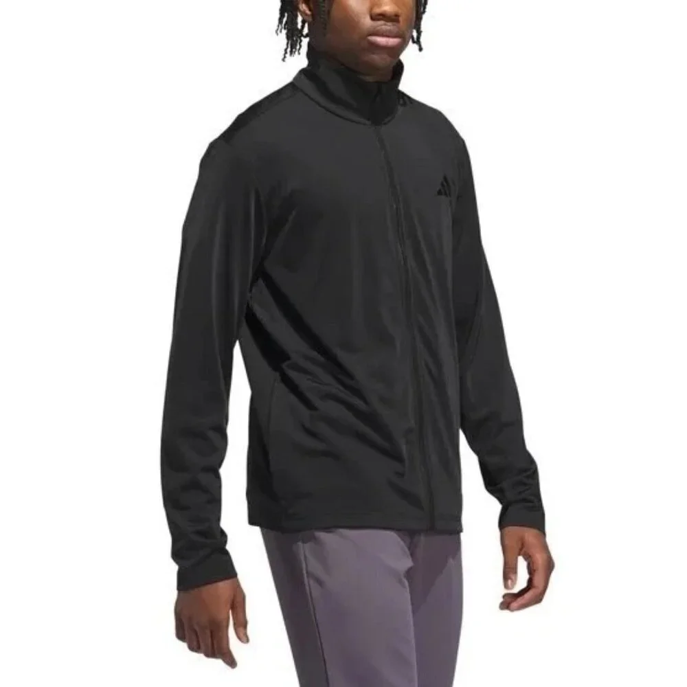 NEW Adidas Tricot FZ  Men's L Black Full-Zip Jacket Polyester Lightweight G1817